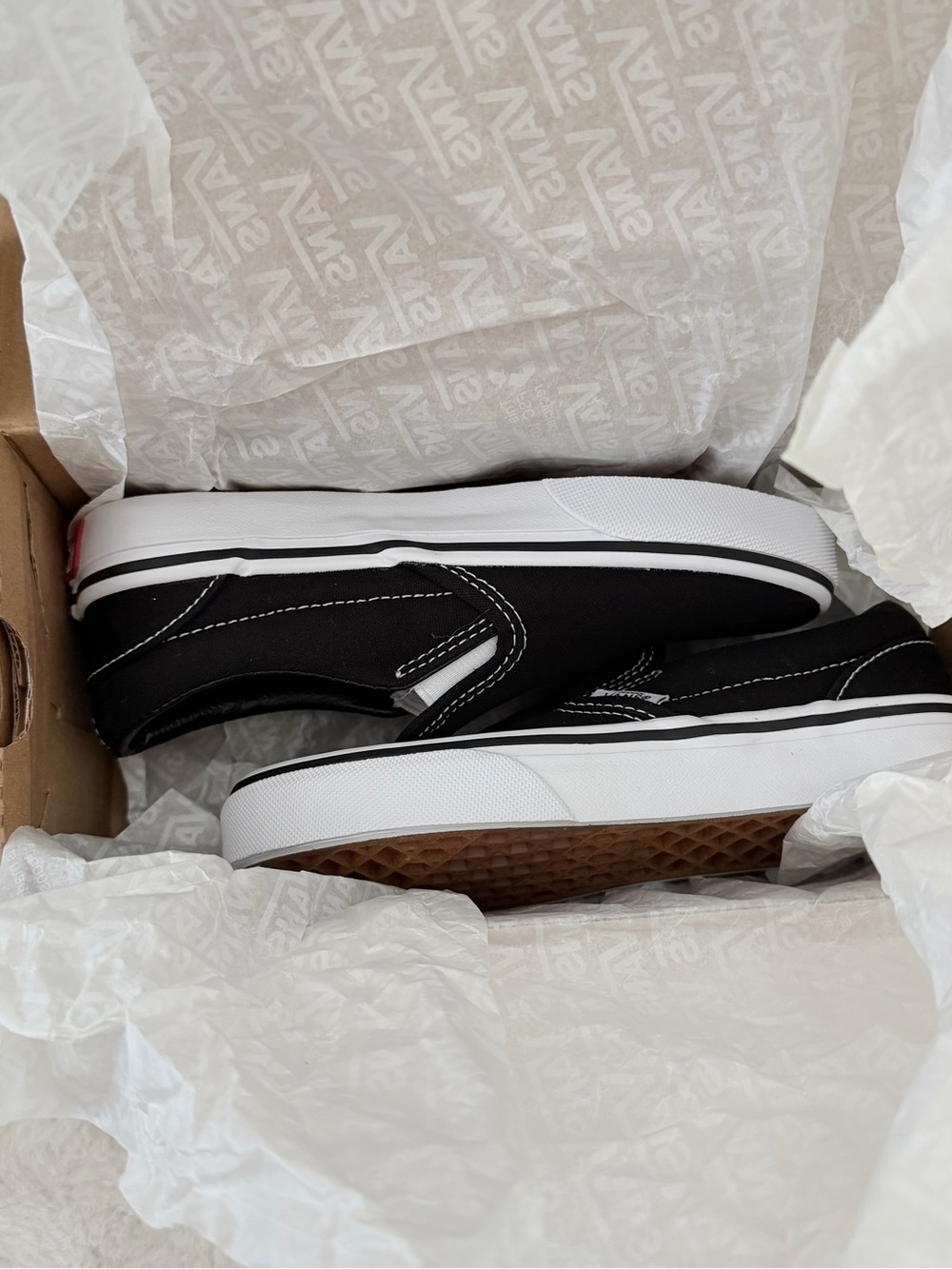 Vans Kids Black & White Classic Slip-On Sneakers - Picture 6 of 7